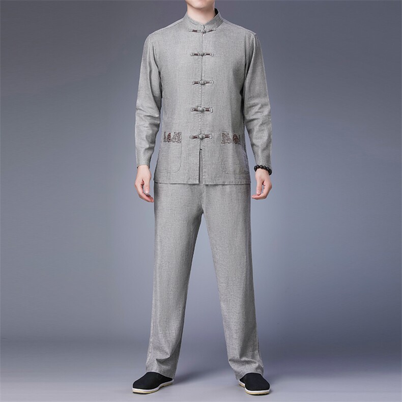 SG9362秋冬男士两件套长袖休闲套装中老年爸爸复古唐装风P118，男装民族服装，电商B360