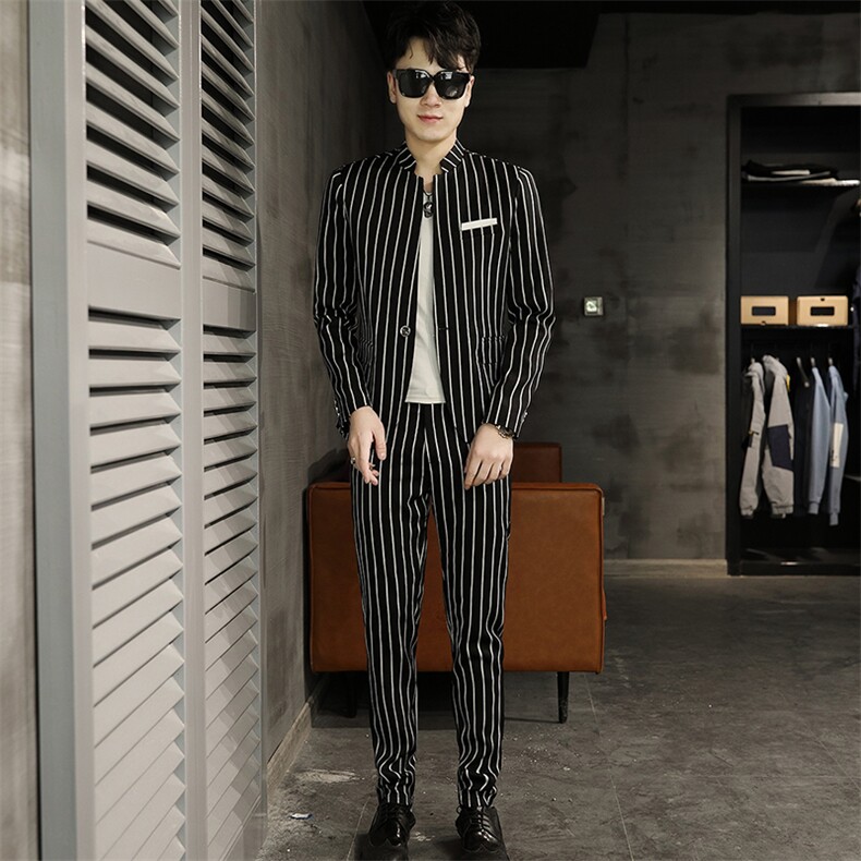 T087-P120春秋男士时尚条纹西服两件套装青年职业装,男装西服,星座507A（原星座306B-2）