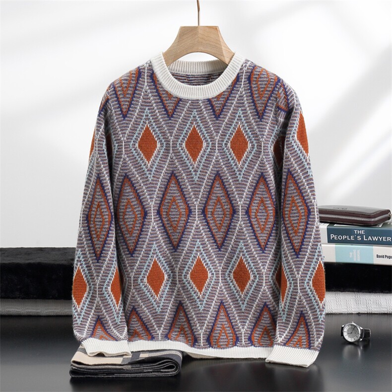 2024秋冬新款35%羊绒男士七针双股加厚圆领羊绒衫男装，男装羊绒套衫，雪贝坊一店