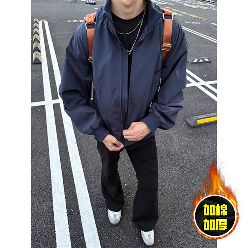 棉衣5W件现货冬季美拉德立领飞行夹克廓形高街棒球服加棉加厚外套，男装夹克，电商A486