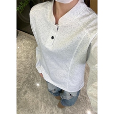 花灰色亨利领长袖t恤男秋季正肩polo衫重磅宽松打底卫衣TZW03，男装Polo衫，星座1116A（原606A-3）