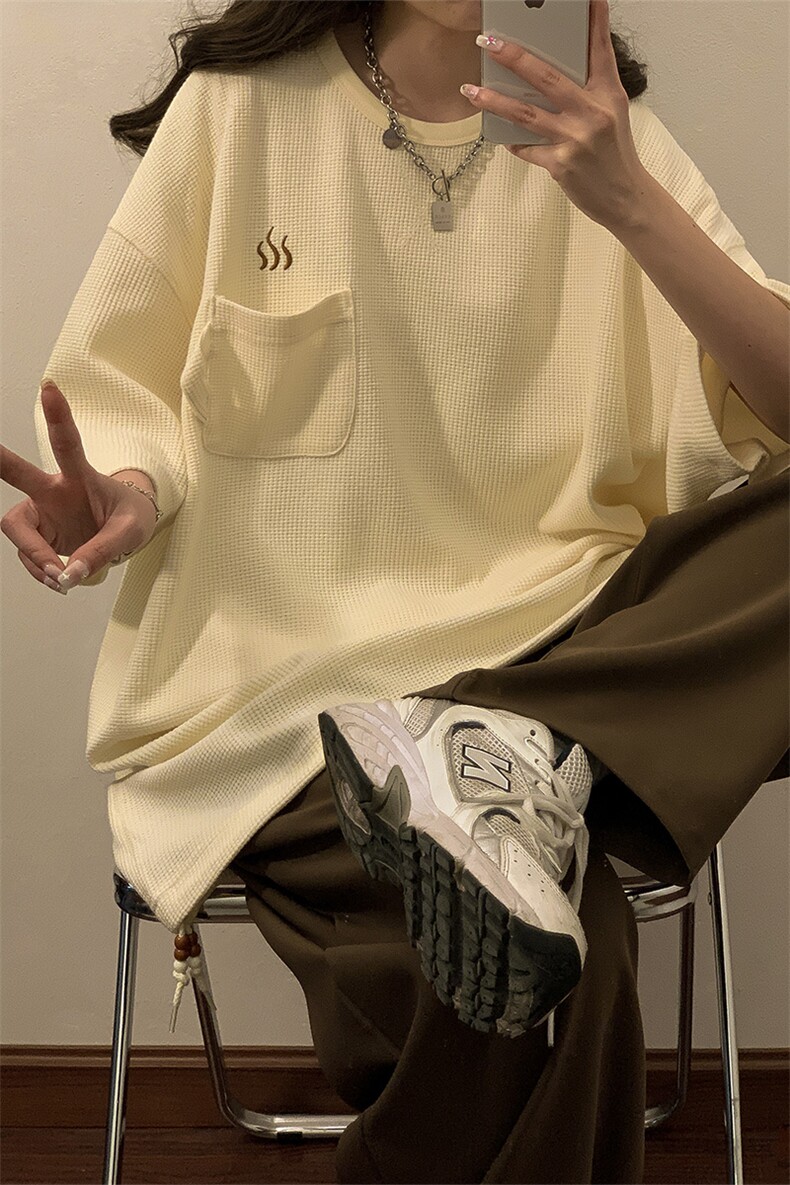 中性风华夫格短袖T恤男大码泡茶设计刺绣T恤男DT8763P40控59,男装T恤,星座226-1