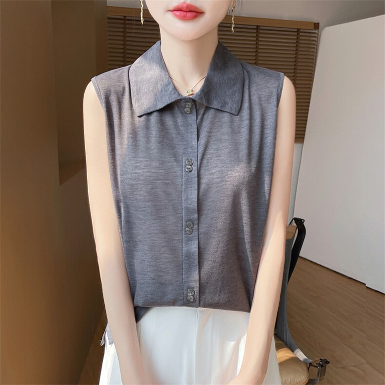 polo领新款针织吊带女无袖纯色开衫简约百搭宽松图片