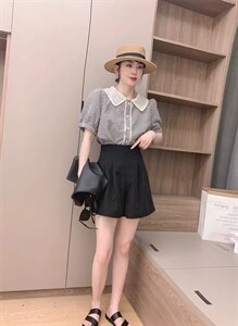韩版蕾丝格子开衫图片