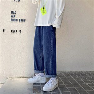 新款男纯色休闲中性宽松直筒牛仔裤长-裤九分裤,男装牛仔裤,电商A132（原电商B245）