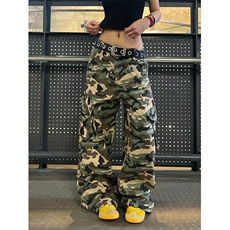 重磅迷彩大口袋工装休闲裤男高街cleanfit宽松休闲阔腿裤NZB196，男装工装外套，星座516A