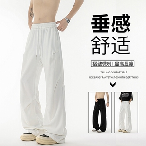 西裤面料垂感好!垂坠感休闲裤子男夏季薄款褶皱美式直筒KZ062P50图片