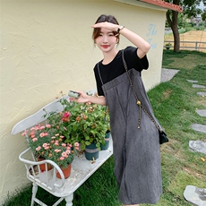 新款现货主推扎染假二件连衣裙9851-P115-K168，女装连衣裙，2C129