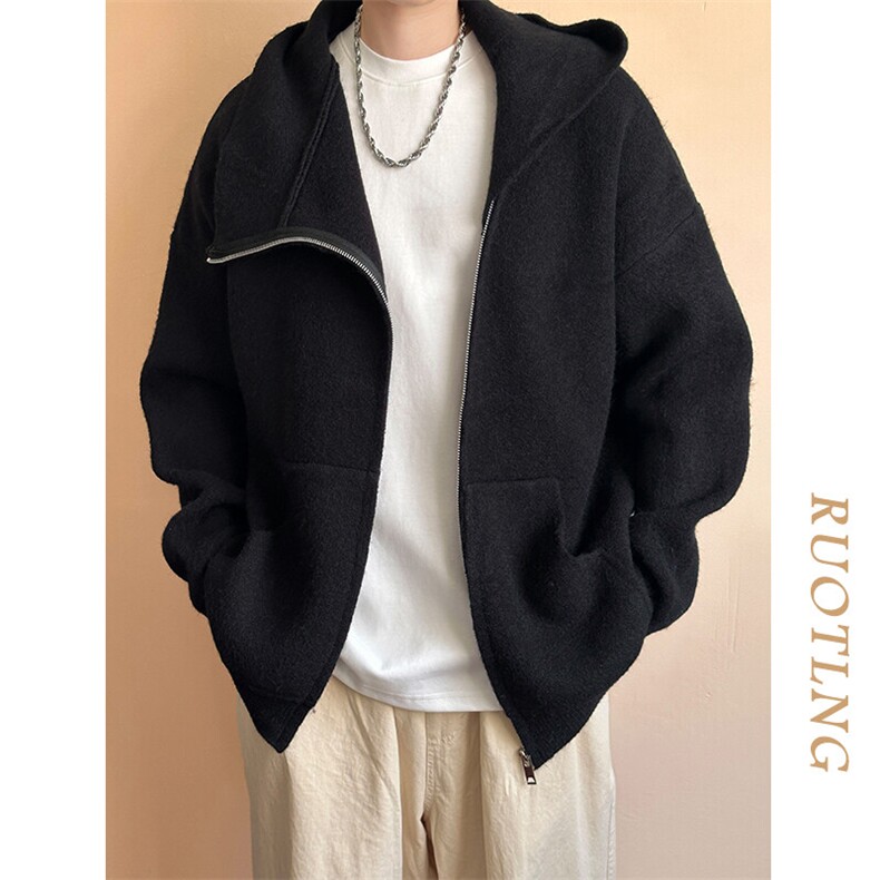 现货-连帽秋季毛衣男潮牌斜拉链高品质潮流开衫卫衣-AM2361-P80,男装针织衫/毛衣,电商A351