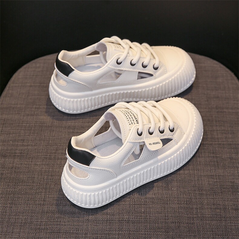 2023夏季新款ins韩版镂空透气小白鞋女潮学生厚底休闲板鞋凉鞋,女鞋凉鞋,电商A223