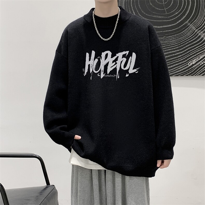 半高领毛衣男大码胖子针织衫毛线衣 M18425-P45 加绒款-P65图片