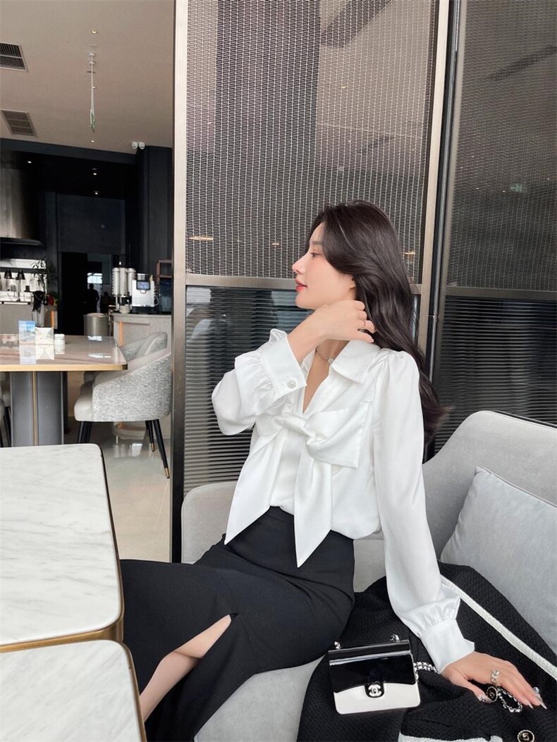 蝴蝶结雪纺衬衫，女装衬衫，M.W 嫚维
