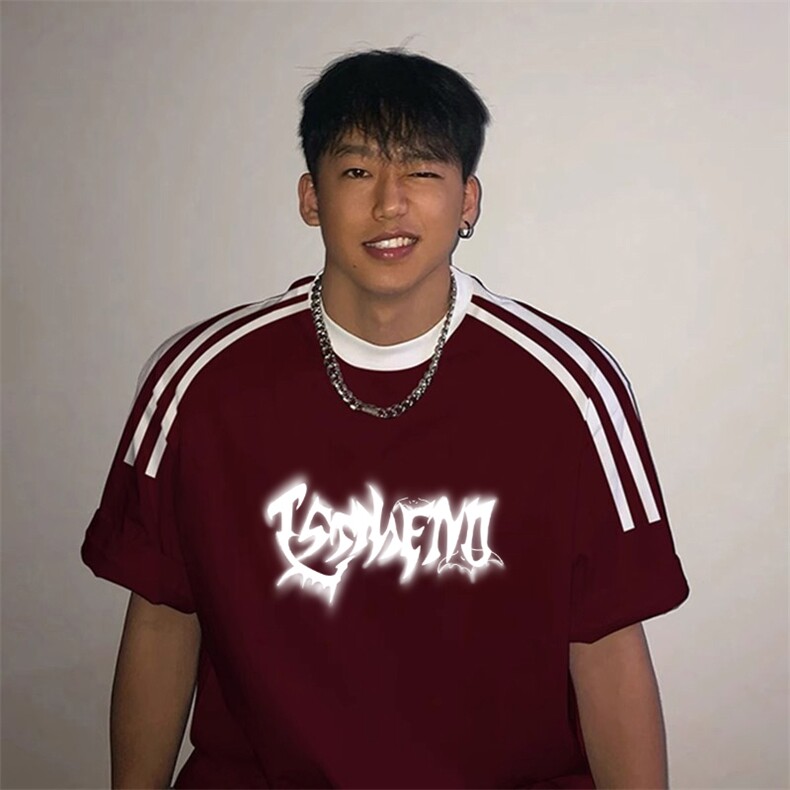 夏季美式高街重磅纯棉三条杠织带撞色男女短袖T恤ZD531-特P30,男装T恤,电商A486