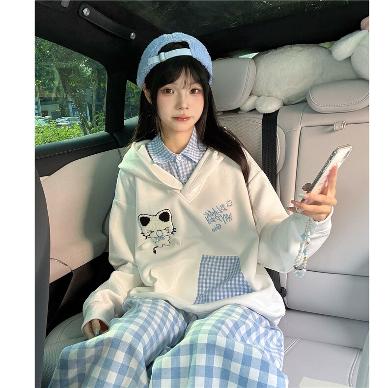 5217-P58原版做工纯棉华棉复合连帽卫衣薄款,女装卫衣/绒衫,星座617A-2