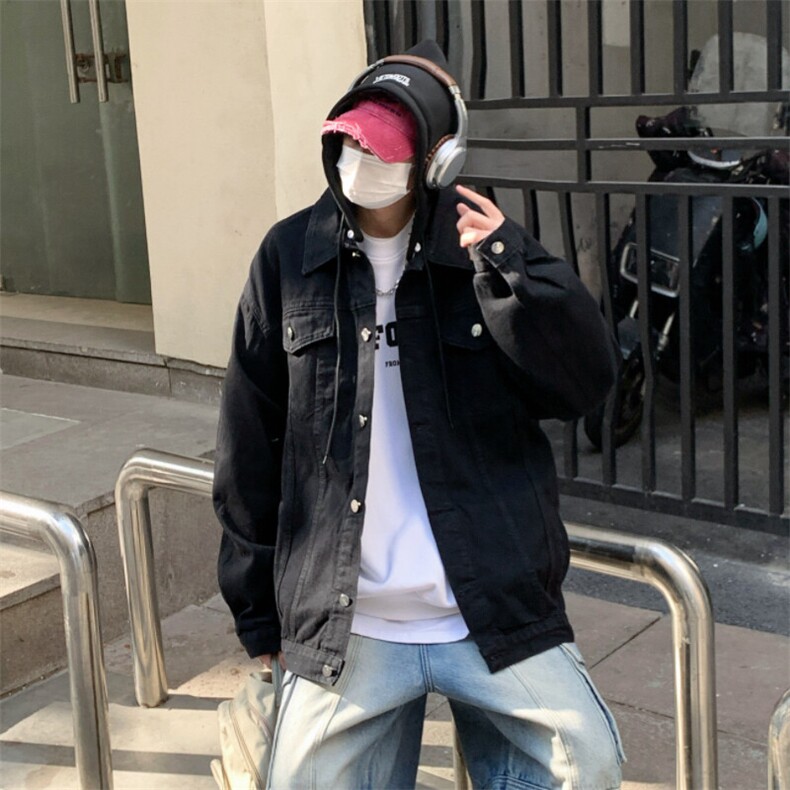 爆爆2025春男士连帽牛仔宽松外套百搭牛仔夹克JK780-P7598,男装夹克,星座1103-3
