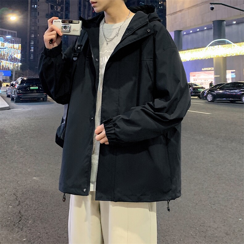新款连帽冲锋衣夹克男中性风港风夜景潮流休闲外套JK2365-P65图片