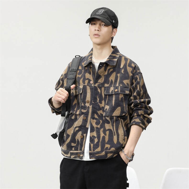 高品质2025新款水洗微阔牛仔衣男夹克外套，男装工装外套，电商D218A