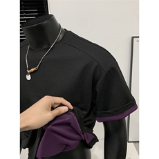 图双色230克果冻棉插肩袖小众设计感夏季纯色短袖T恤男P33，男装T恤，电商C306-1