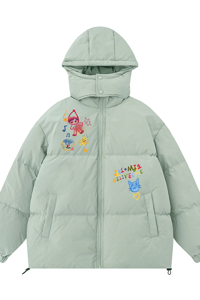 白底23新款冬季时尚百搭宽松字母印花棉服外套MY6216P115控158,男装棉衣,电商A268-1