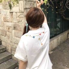 万针全刺绣工艺抖音得物高品质260克重磅纯棉双纱美式高街短袖T恤，男装T恤，电商A486
