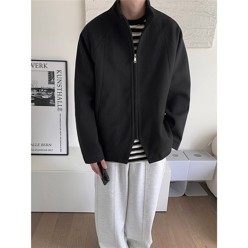 立领廓型休闲百搭宽松毛呢夹克短款男女妮子大衣外套-JK922-P105,男装夹克,电商B289-1