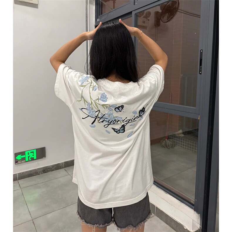 万针全刺绣解构设计260克重磅双纱纯棉高品质美式高街短袖T恤特35,男装T恤,电商A486