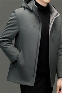 XL-PK0020秋冬男士新款夹克可脱卸兔毛内胆大衣保暖派克服图片