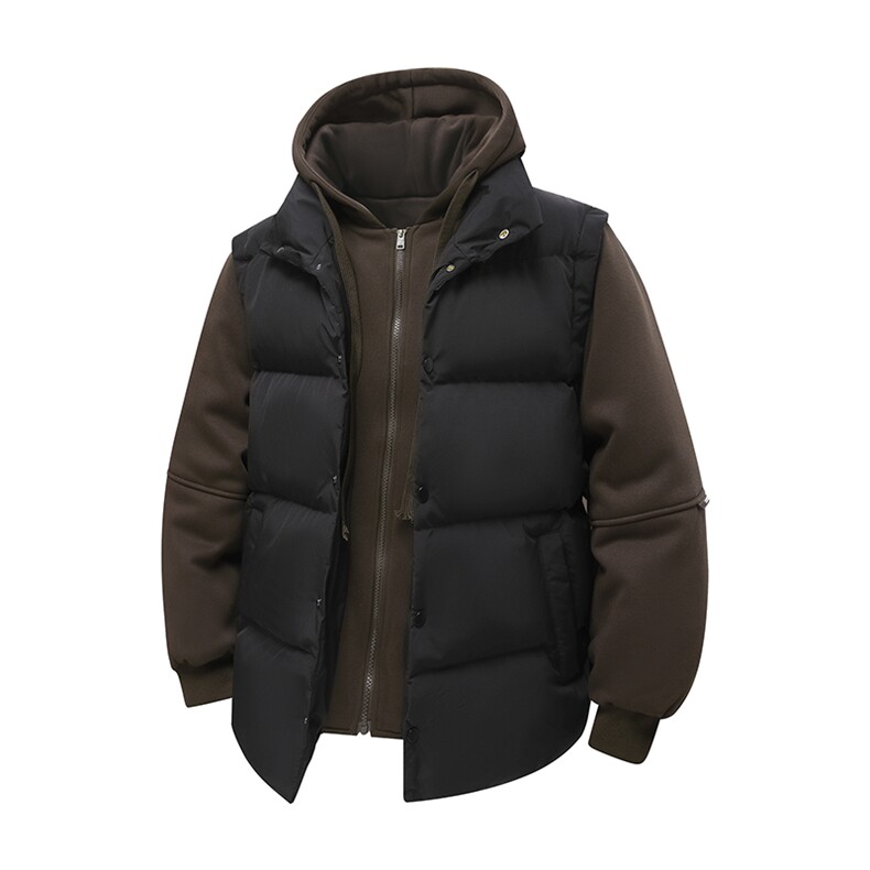 新款假两件棉服男加厚羽绒棉衣情侣款连帽拼色连帽外套M092-P75,男装棉衣,星座1403A