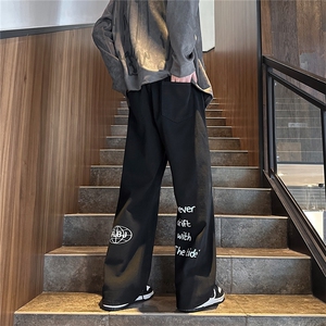 k1048-p45-控68 M-5XL 现货显瘦港风高阶大码黄泥宽松牛仔裤图片