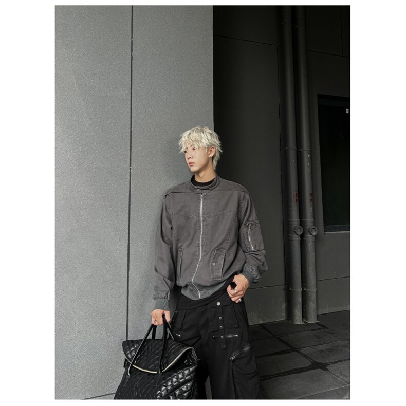 W10542-P75网图现货新款设计感宽松百搭棒球服夹克外套高品质,男装夹克,星座1608