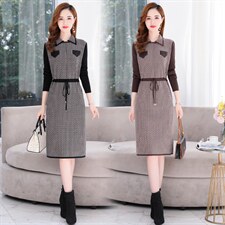 2021秋季新款时尚气质有女人味的毛衣连衣裙，女装连衣裙，金典明美