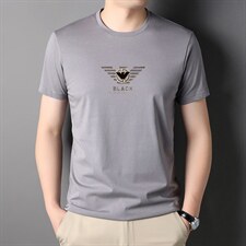 短袖T恤冰丝男夏季中年人夏装半袖圆领冰丝中老年纯色上衣男装，男装T恤，电商B212（原钱塘6029）