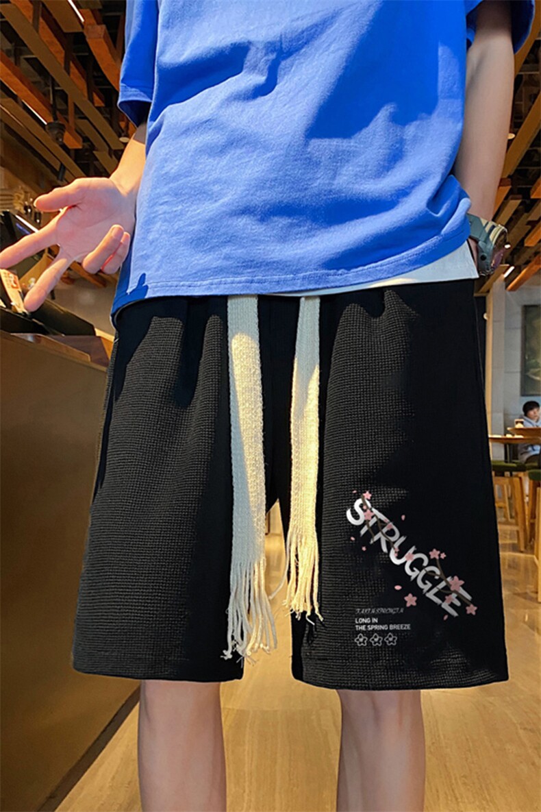 ！港风华夫格休闲裤子男卫裤男短裤男沙滩裤衩HFD22-P25,男装休闲裤,电商B367