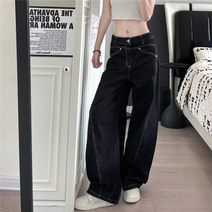 现货 黑色美式宽松休闲弯刀裤K1163/P45图片