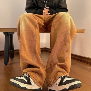 美式高街vibe潮牌拼接牛仔裤男宽松港风男牛仔裤N0865-P45图片