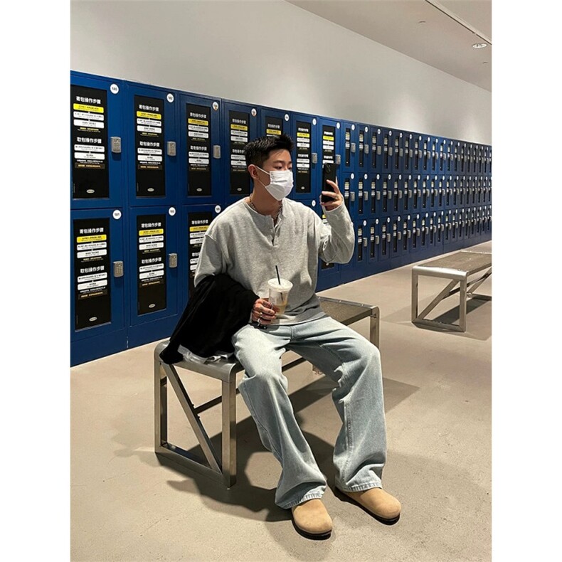 706-1-CT923-P38特P秋季男士假两件亨利领长袖T恤男打底衫,男装T恤,星座706-1