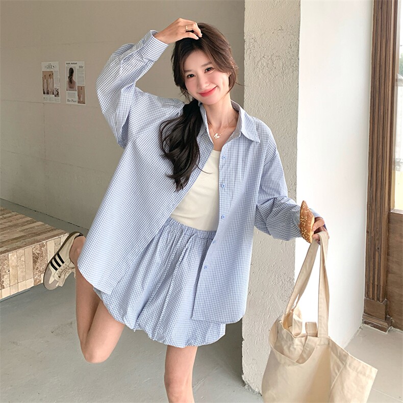【现货数据款】韩系阔版衬衣+花苞裙2C277-6629-P130-K218,女装套装/套裙,2C277