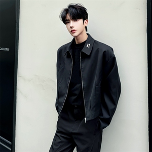 任嘉伦同款美式cleanfit短款垫肩男小众高级感拉链外套 5230-P100图片