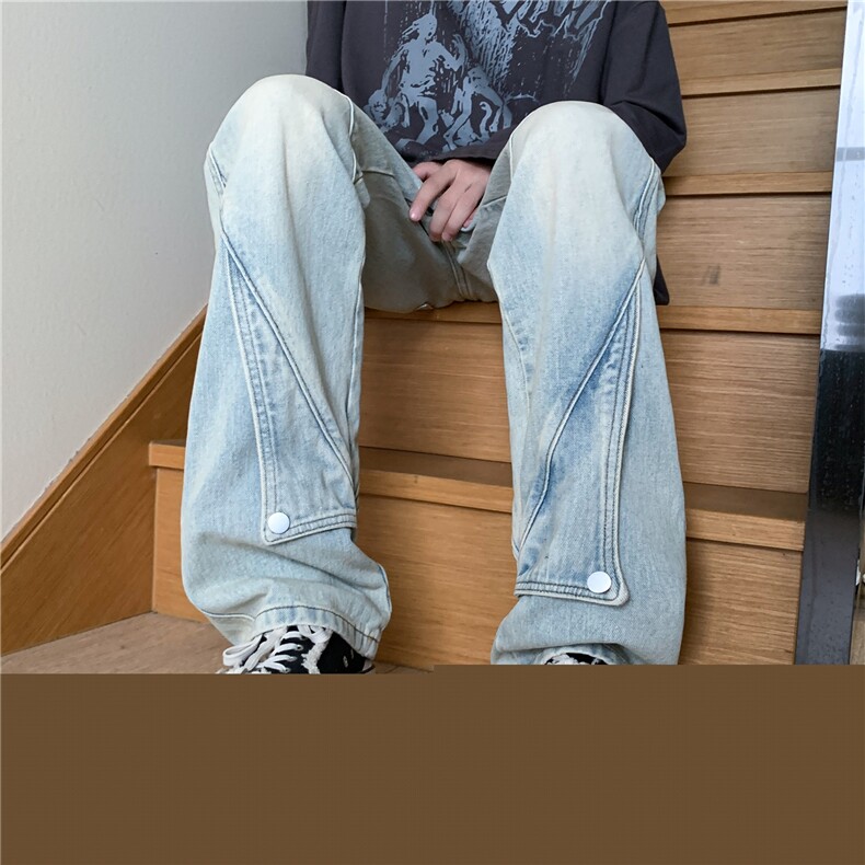 美式牛仔裤男款春季水洗做旧小众黄泥染长裤A061-YJ6724-P65控88,男装牛仔裤,电商A061-1