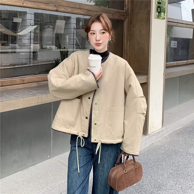 现货：冬装新款时尚百搭内里羊羔毛派克服外套2C135-8931P195K298,女装派克服,2C135