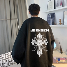 抖音品质春季新款美式高街字母印花宽松卫衣JK23383特p36-控59，男装卫衣，星座605(原A050)