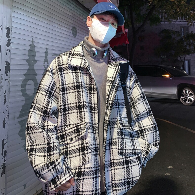 男士大衣男秋冬季新款潮牌夹克港风宽松粗织外套 J6511 P95图片
