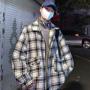 男士大衣男秋冬季新款潮牌夹克港风宽松粗织外套 J6511 P95图片