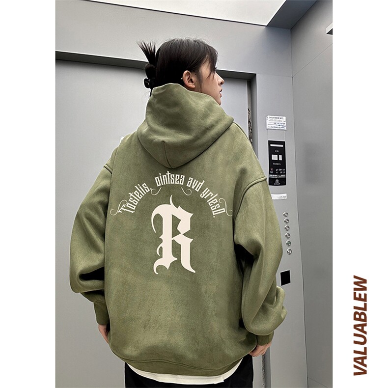 ！麂皮绒连帽卫衣直播品质重磅400克R印花JL7073-P45控78,男装卫衣,星座508（原C305）
