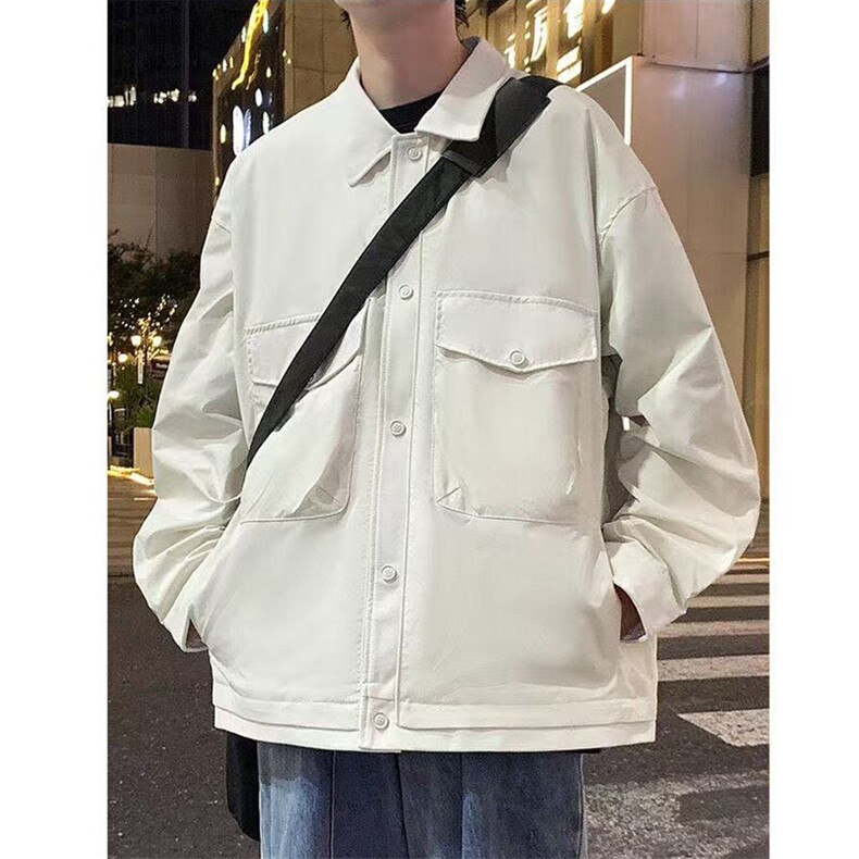 春季休闲痞帅大口袋工装假两件翻领夹克潮流外套A436-102-P70,男装夹克,电商A436