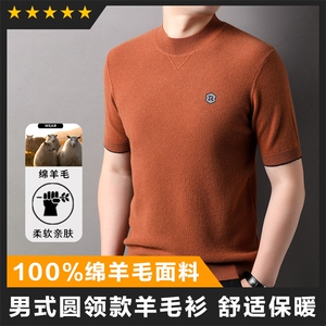羊毛高端男士半袖T恤羊毛衫打底衫毛衣主推图片
