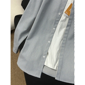 春季条纹衬衫外套男女春新款百搭内搭衬衣设计感小众上衣XX29 P38图片
