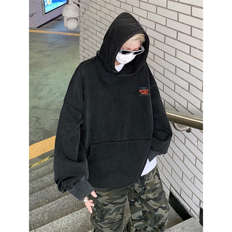 得物抖音高品质360克重磅做旧炒雪花印花连帽水洗卫衣ASL1601,男装卫衣,电商A443