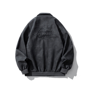 1做旧面料字母刺绣皮衣金属装饰大码M-5XL夹克男JK77861P85控138图片