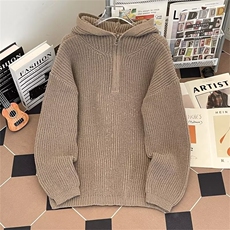 cleanfit半拉链连帽毛衣男秋冬季韩系宽松高级感针织衫M281/P55，男装针织衫/毛衣，星座506B